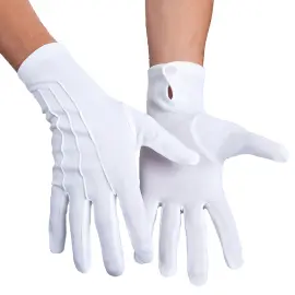 Hvide Handsker med Knapper XL