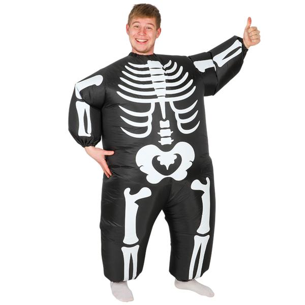 Oppusteligt Skeletkostume Sort/Hvid