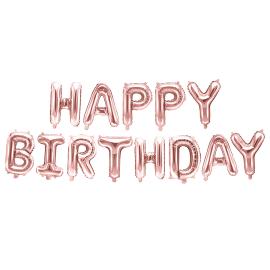 Ballonguirlande Happy Birthday Ros&eacute;guld 35 cm