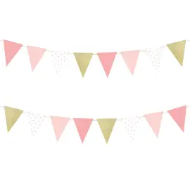 Flagguirlande Pink & Guld