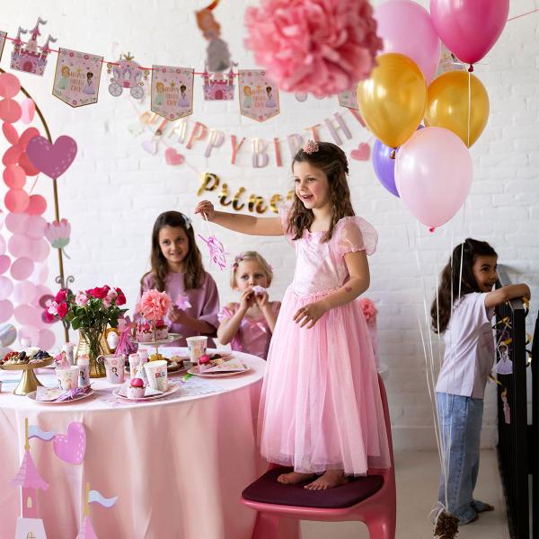 Lyserød Prinsessekjole med Dekorsten Børn