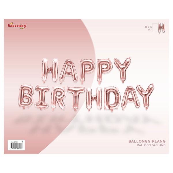 Ballonguirlande Happy Birthday Roséguld 35 cm