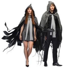 Cape Halloween Gr&aring;/Sort