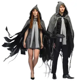 Cape Halloween Gr&aring;/Sort