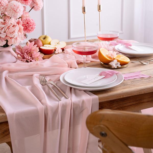 Chiffon Bordløber Lysrosa