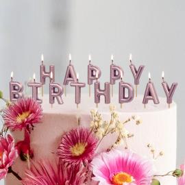 Bogstavlys Happy Birthday Roseguld