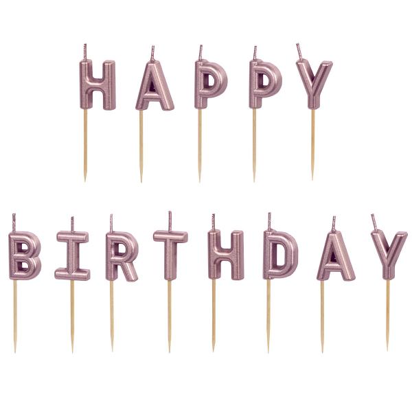 Bogstavlys Happy Birthday Roseguld