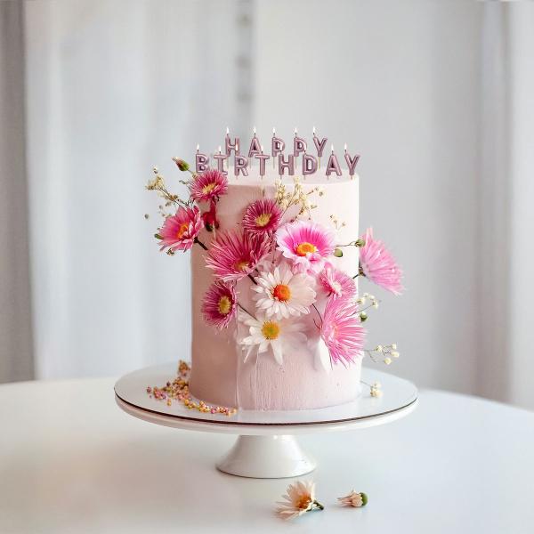 Bogstavlys Happy Birthday Roseguld