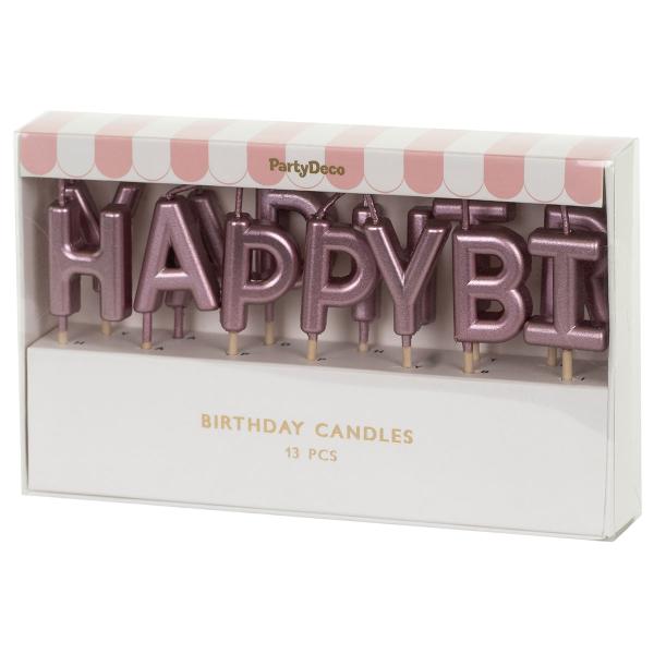 Bogstavlys Happy Birthday Roseguld