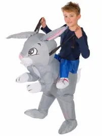 Oppustelig Ridende Kaninkostume Børn