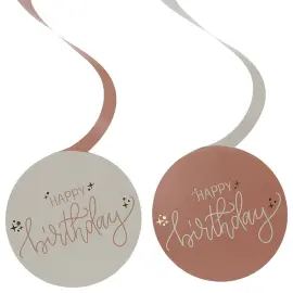 Hængende Fødselsdagspynt Cremelyserød/Cremehvid 6-pak