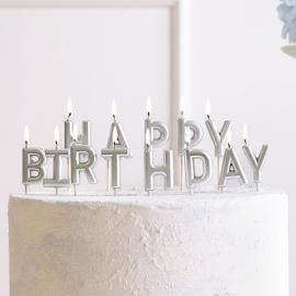 Happy Birthday Bogstavlys Sølv