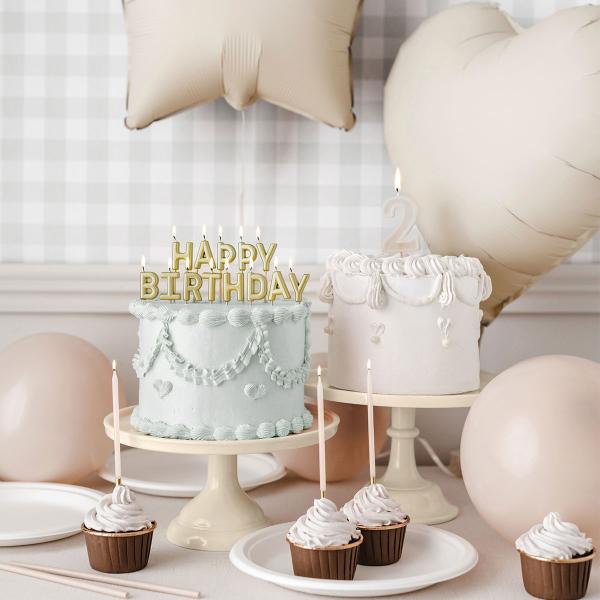 Happy Birthday Bogstavlys Guld