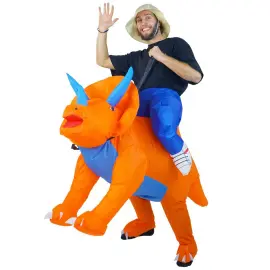 Oppustelig Ridende Triceratops Kostume