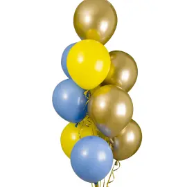 Ballons&aelig;t Guld/Bl&aring;/Gul 12-pak