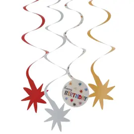 Hængende Fødselsdagspynt med Stjerner 6-pak