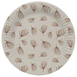 Paptallerkener Blomstrende Beige 8-pak