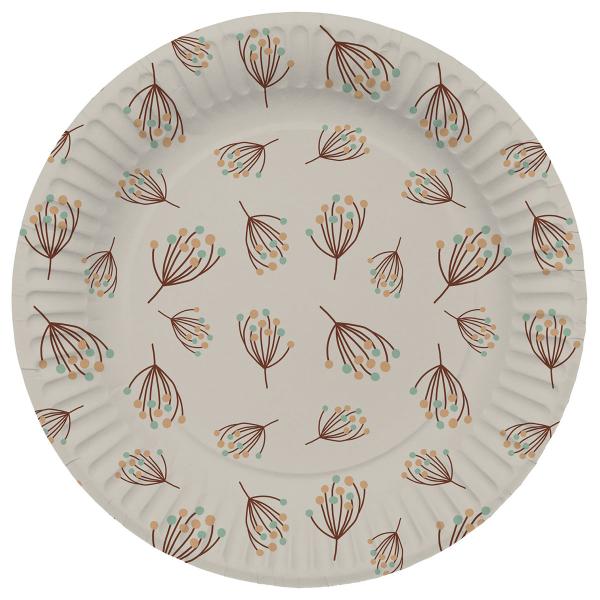 Paptallerkener Blomstrende Beige 8-pak