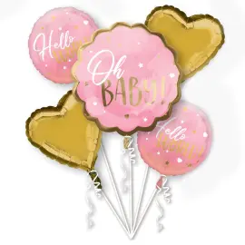 Oh Baby Ballonbuket Lyserød & Guld