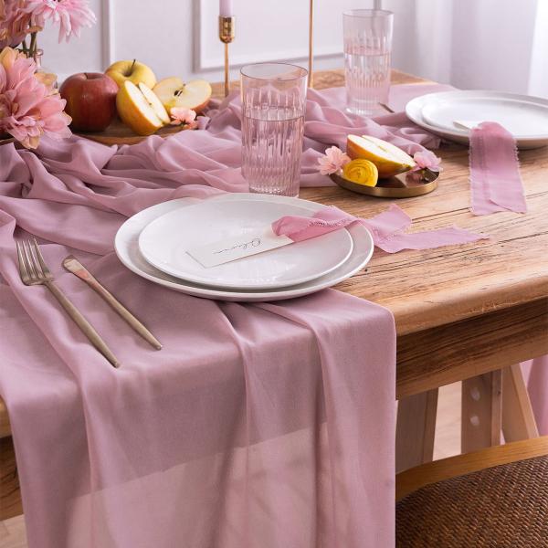Chiffon Bordløber Lavendelrosa