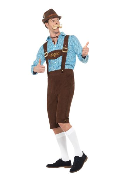 Oktoberfest Lederhosen Kostume Blå & Brun