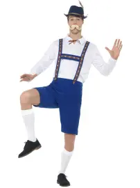 Oktoberfest Lederhosen Kostume Blå