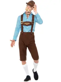 Oktoberfest Lederhosen Kostume Blå & Brun