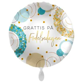 Grattis P&aring; F&ouml;delsedagen Ballon Golden Blue