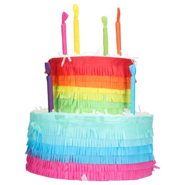 Pinata Regnbue Kage med Lys