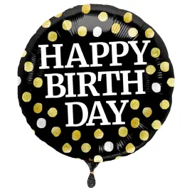 Polka Dot Happy Birthday Folieballon Sort