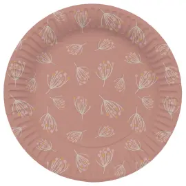 Paptallerkener Blomstrende Lyser&oslash;dbrun 8-pak