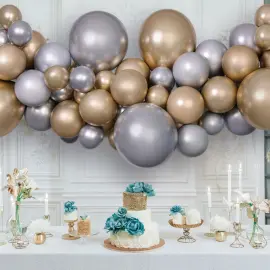DIY Ballonguirlande Shine S&oslash;lv og Guld