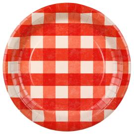 Ternede Paptallerkener R&oslash;d 27 cm 6-pak