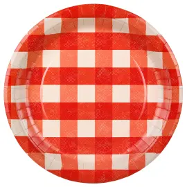 Ternede Paptallerkener R&oslash;d 27 cm 6-pak