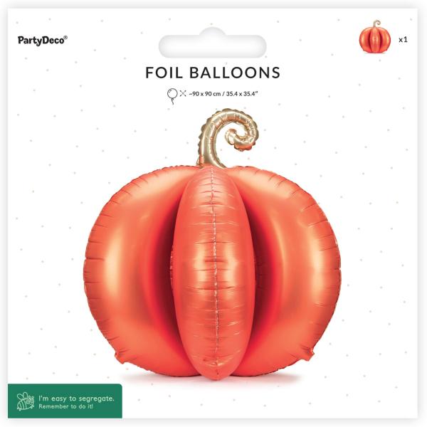 Stående Folieballon 3D Græskar Orange