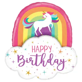 Unicorn Rainbow Birthday Ballon Holografisk