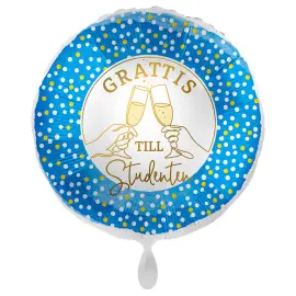 Grattis Till Studenten Ballon Dotty Blue