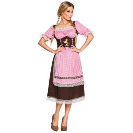 Oktoberfest Dirndl Brun/Rosa/Hvid