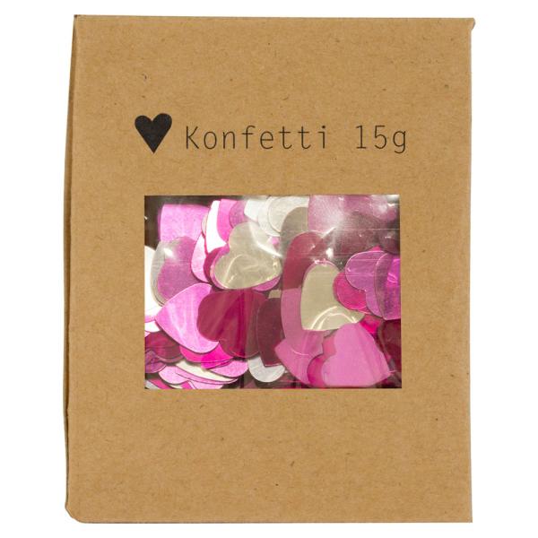 Konfetti Hjerter Pink & Sølv