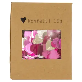 Konfetti Hjerter Pink & Sølv