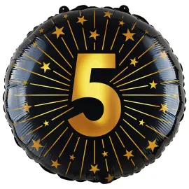 Folieballon med Stjerner og Tallet 5