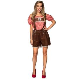 Oktoberfest Lederhosen Brun/R&oslash;d/Hvid