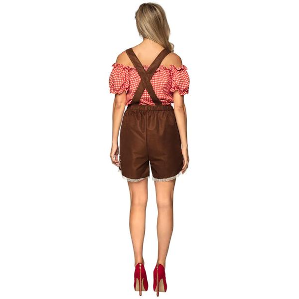 Oktoberfest Lederhosen Brun/Rød/Hvid
