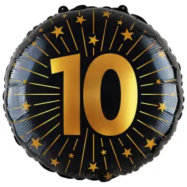 Folieballon med Stjerner og Tallet 10