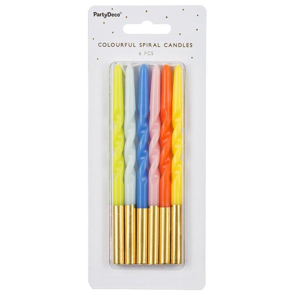 Kagelys Lange Spiral Farvemix 6-pak