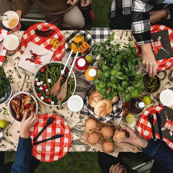 Ternede Paptallerkener Rød 27 cm 6-pak