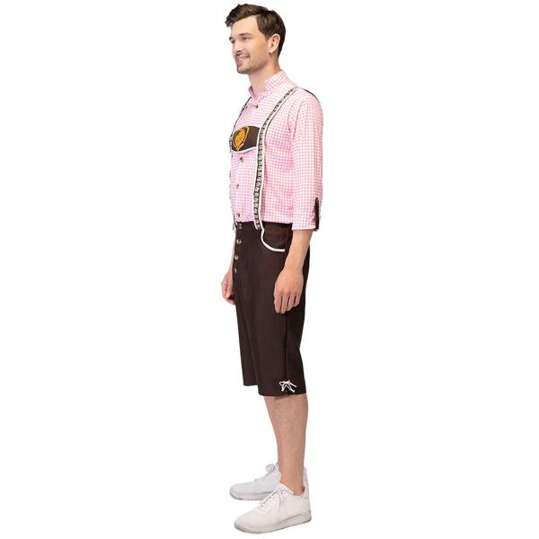 Oktoberfest Lederhosen Brun/Rosa/Hvid