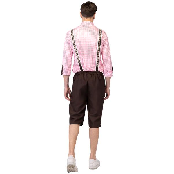 Oktoberfest Lederhosen Brun/Rosa/Hvid