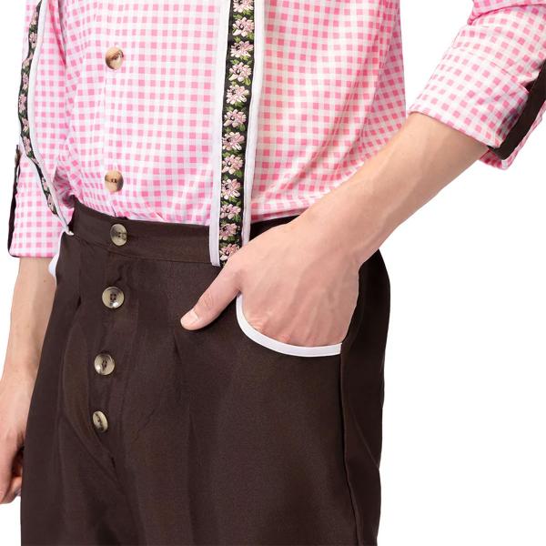 Oktoberfest Lederhosen Brun/Rosa/Hvid