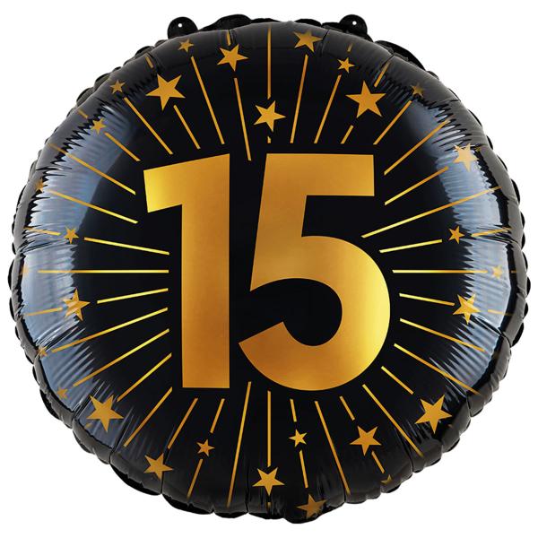 Folieballon med Stjerner og Tallet 15